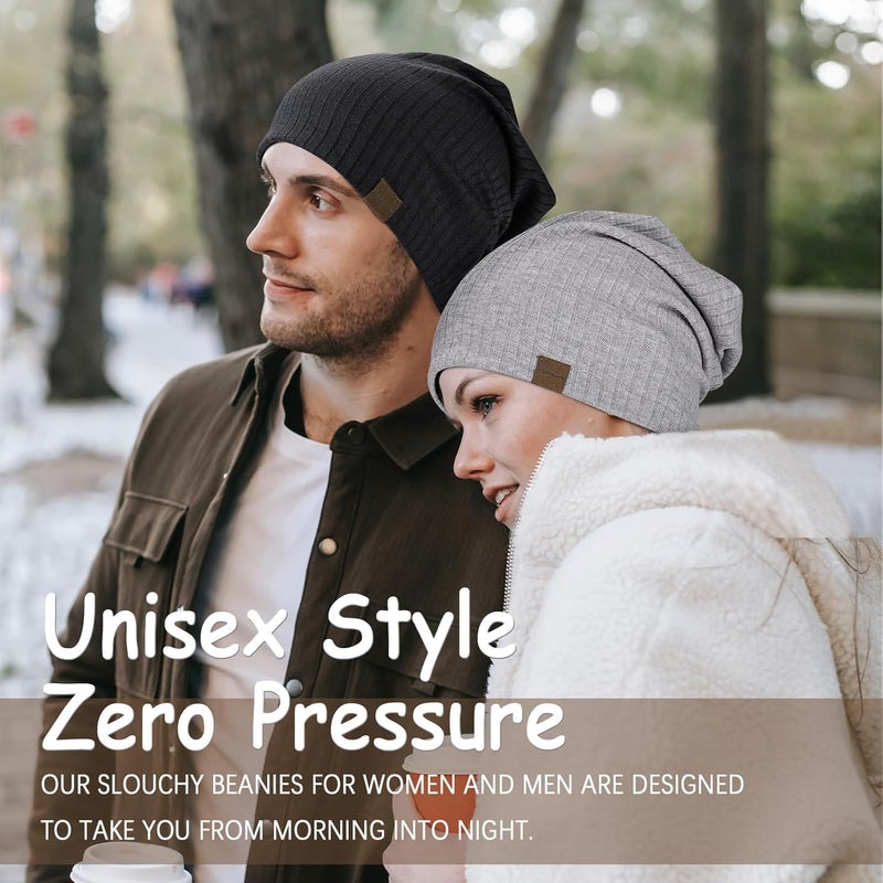 HAMUNI Slouchy Beanie for Men Women Soft Lightweight Running Beanie Hat Chemo Cap Skull Cap - Image 5